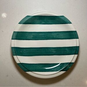 Vintage Grindley Cabana Stripes Dark Teal Green Salad Plate Made in England